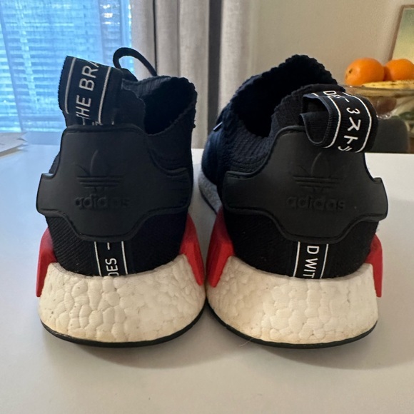 Adidas NMD R1 Primeknit OG "Black/Red/Blue" sneakers, Size US10 - Picture 3 of 10